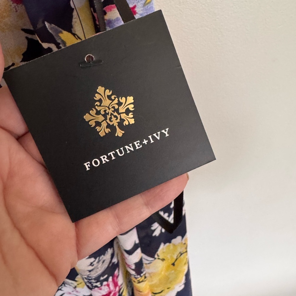 Fortune + Ivy Navy Floral Chiffon Sleeveless Dress Size M NWT - Picture 7 of 8